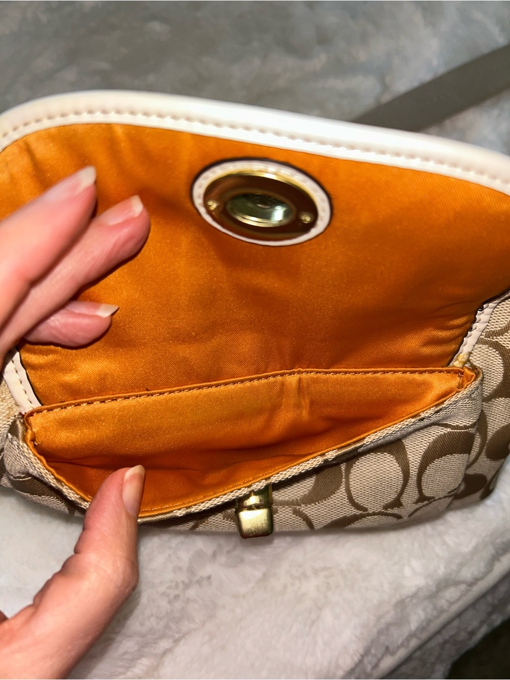Coach Khaki/Chalk Signature Canvas Crossbody with Turn-Lock - Picture 3 of 9